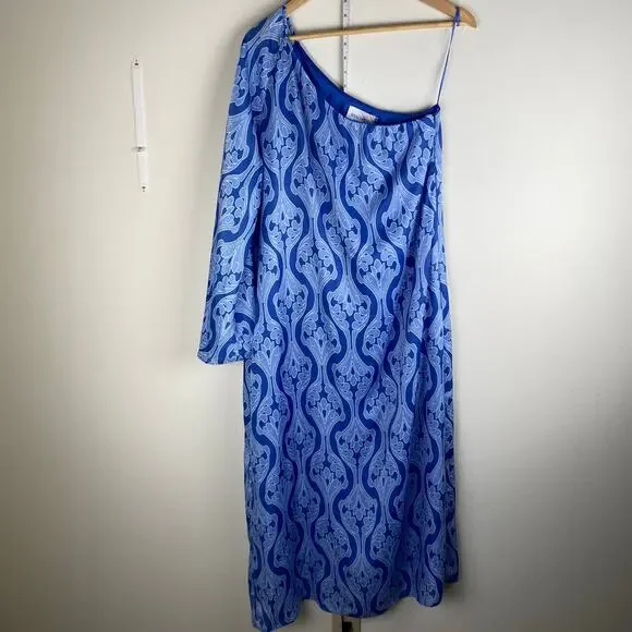 Tuckernuck Hyacinth House Luna Blue One Shoulder Maxi Dress Size L